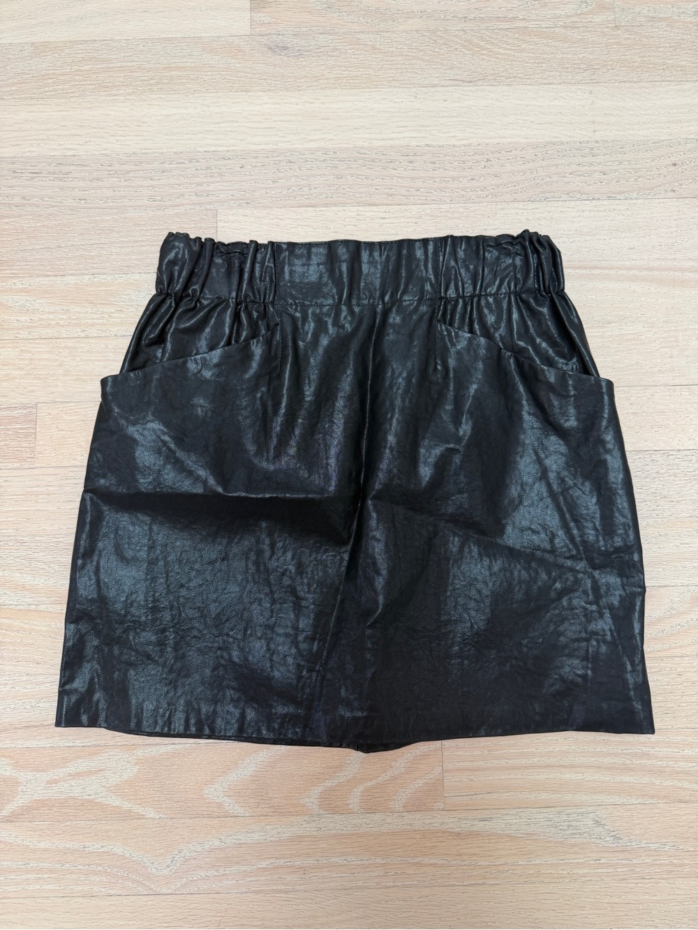 Zara Black Faux Leather Mini Skirt with Pockets
